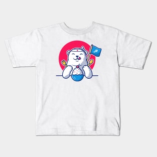 Cute polar bear eating ice cream Kids T-Shirt